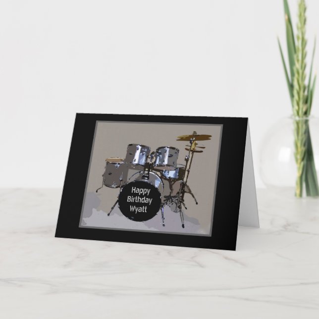 Tarjeta Wyatt Happy Birthday Drums (Anverso)