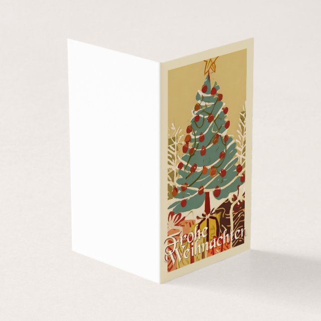 Tarjeta X-Mas Motiv, mit Geschenken unterm Weihnachtsbaum (Exterior)