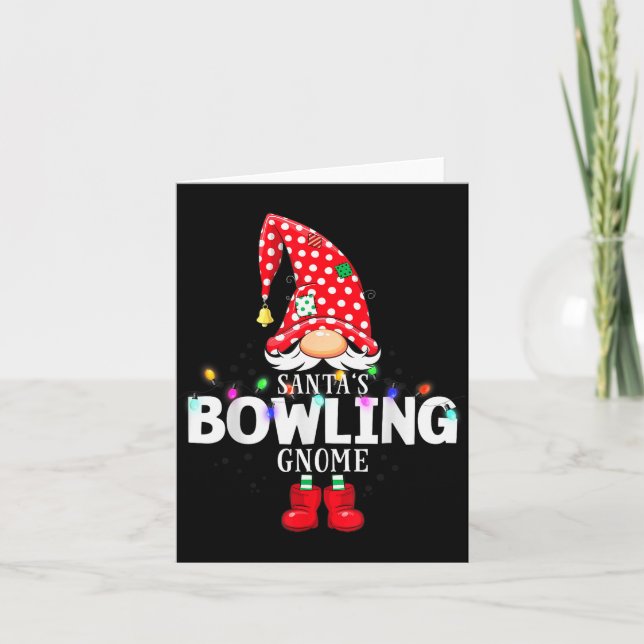 Tarjeta X-mas Santa's Bowling Gnome Christmas Matching  (Anverso)