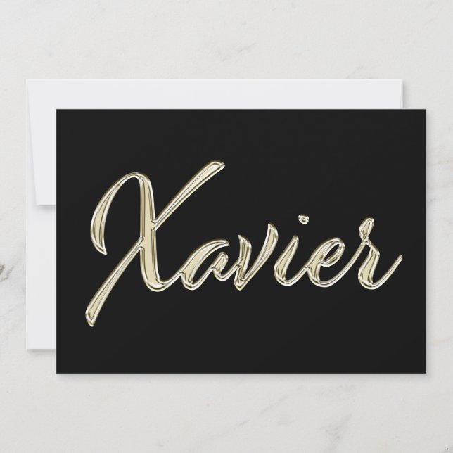 Tarjeta Xavier Name white gold Handwriting Karte (Anverso)