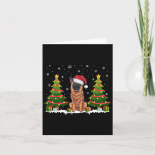 Tarjeta Xmas alumbra al perro malinés belga Santa Hat Navi