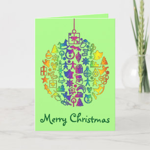 Tarjeta Xmas - Árbol - Bola con Iconos de Navidad 1