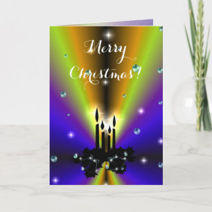 Tarjeta Xmas Artdeco sobre el arco iris amarillo morado