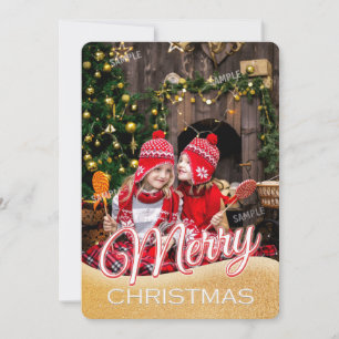 Tarjeta Xmas de fotos completas de texto simple ro