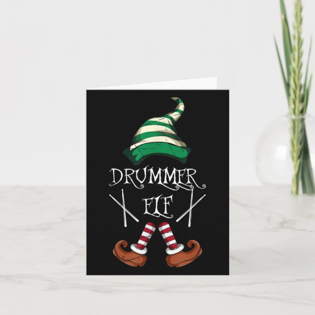 Tarjeta Xmas Drumsticks Music Matching Drummer Elf Pajama  (Anverso)