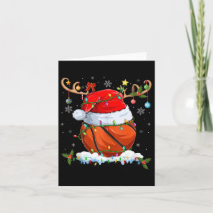 Tarjeta Xmas Lughing Reindeer Santa Hat Basketball Christ