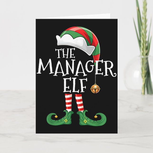 Tarjeta Xmas Manager Elf Matching Family Group Christmas E (Anverso)