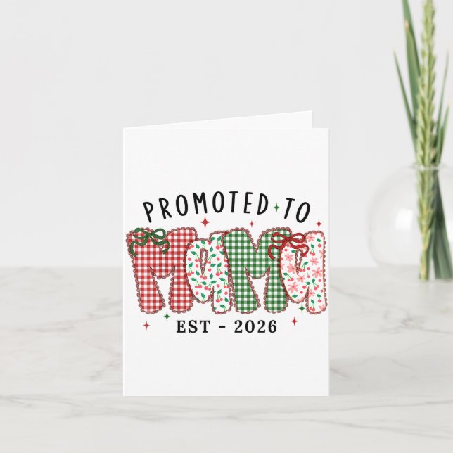 Tarjeta Xmas Mom Christmas Lace Coquette Promoted To Mama  (Anverso)