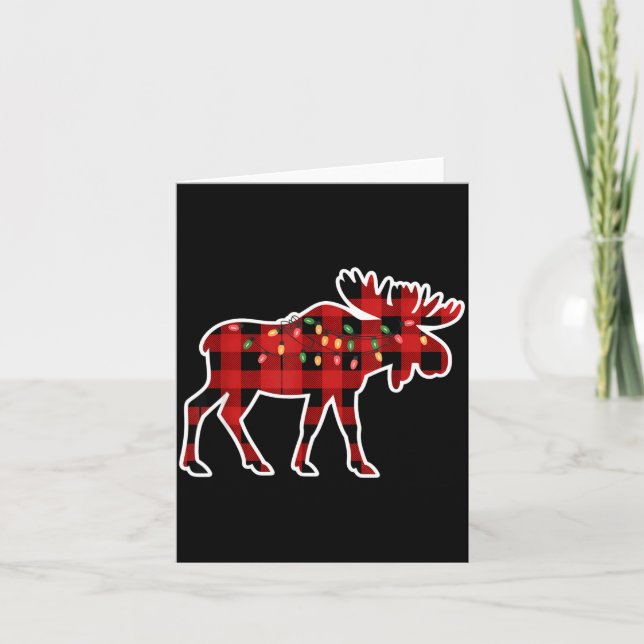 Tarjeta Xmas Moose Red And Black Buffalo Plaid Christmas L (Anverso)