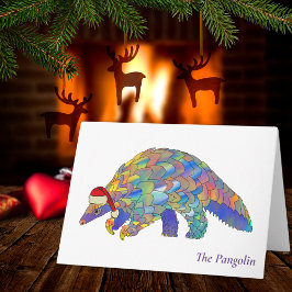 Tarjeta Xmas Pangolin Fauna en peligro de extinción