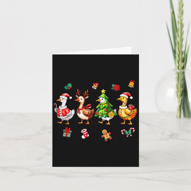 Tarjeta Xmas Santa Gingerbread Goose Merry Christmas Men W (Anverso)