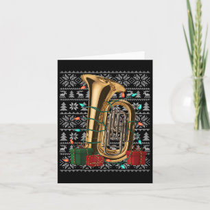 Tarjeta Xmas Sweater Style Ugly Musical Tuba Navidades