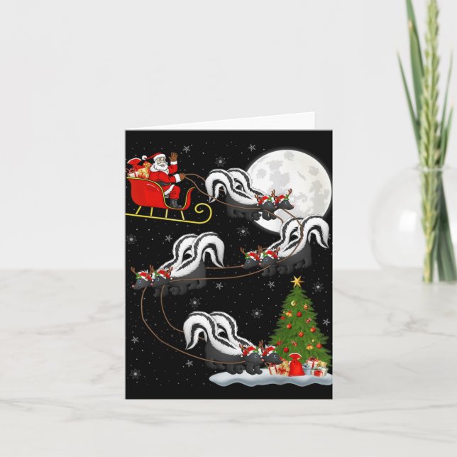 Tarjeta Xmas Tree Lighting Santa Riding Skunk Christmas T  (Anverso)