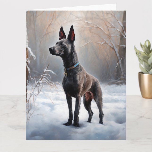 Tarjeta Xoloitzcuintli Deja Que Nieva Navidades (Planta pequeña)