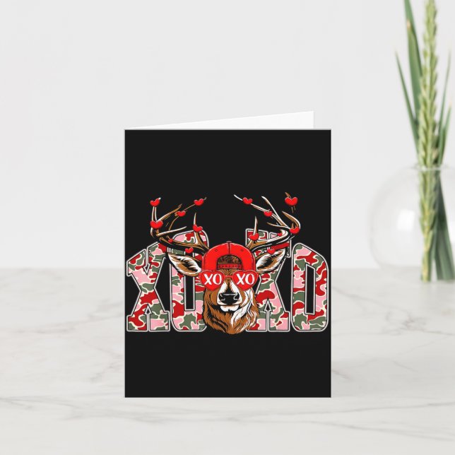 Tarjeta Xoxo Camo Buck Deer Hunting Valentine's Day Boys K (Anverso)