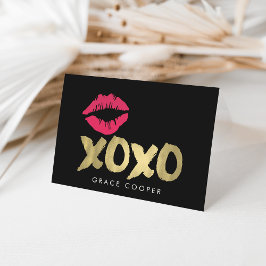 Tarjeta XOXO Faux Gold & Pink Lips Blank Greet