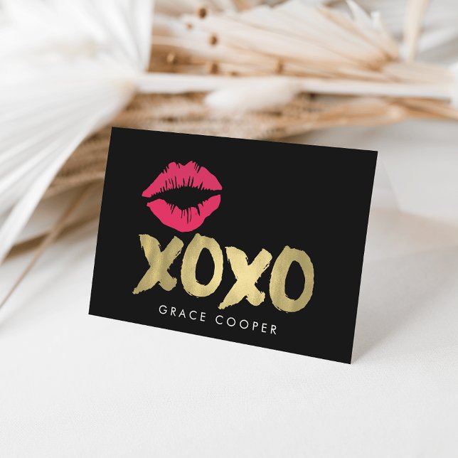 Tarjeta XOXO Faux Gold & Pink Lips Blank Greet (Subido por el creador)