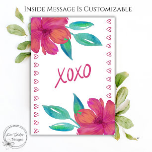 Tarjeta XOXO Florales Acuarela Día de San Valentín