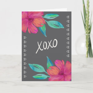 Tarjeta XOXO Flores Acuarela Día de San Valentín