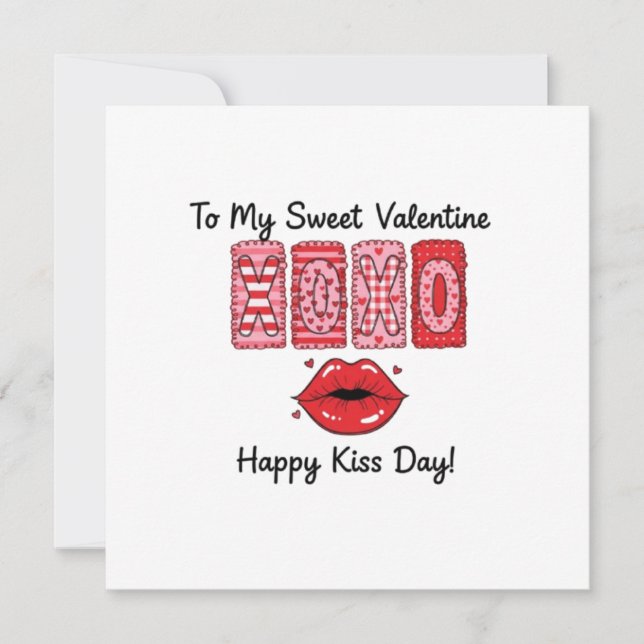 Tarjeta XOXO Para Mi Dulce San Valentín - Feliz Día del Be (Anverso)