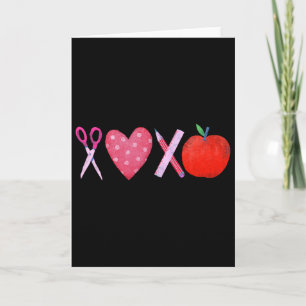 Tarjeta Xoxo Profesor Día de San Valentín Lápiz y Manzana