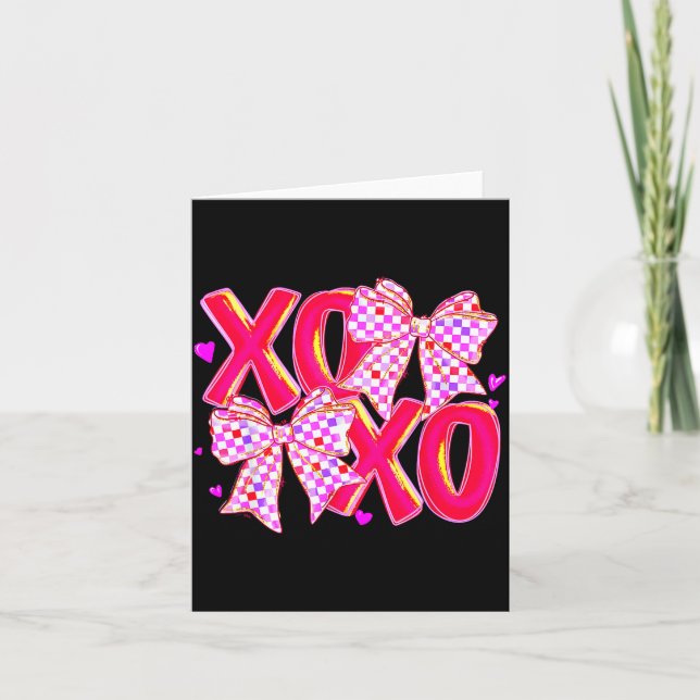 Tarjeta Xoxo Valentines Day Love Funny Coquette Bow Checke (Anverso)