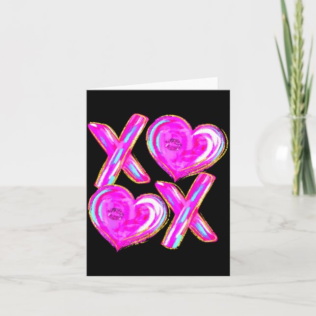 Tarjeta Xoxo Valentines Day Love Funny Coquette Bow Checke (Anverso)