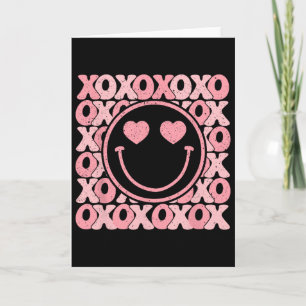 Tarjeta Xoxo Xo Xo Retro Groovy Cara Sonriente San Valentí