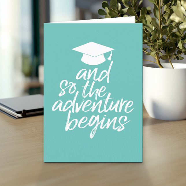Tarjeta Y Así Comienza La Aventura - Graduación (And so the adventure begins - Custom Graduation Greeting Card)