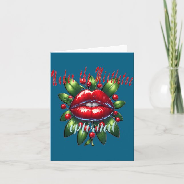 Tarjeta Y Christmas Mistletoe Lips - Naughty Holiday Tee W (Anverso)