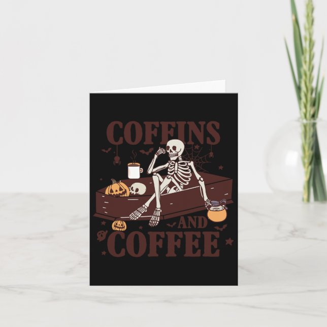 Tarjeta Y Coffee Funny Skeleton Halloween (Anverso)