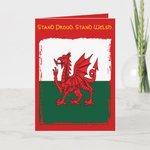 Tarjeta Y Ddraig Goch El Dragón Rojo Grunge Bandera Galesa