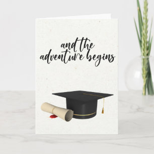 Tarjeta Y la aventura comienza la graduación del Diploma