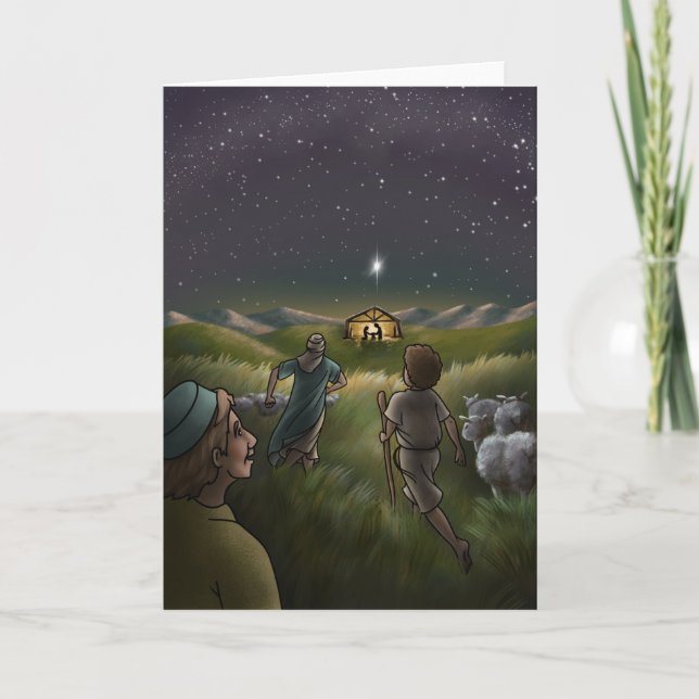 Tarjeta Y Los Pastores Vinieron a ver al Niño Jesús. (Anverso)