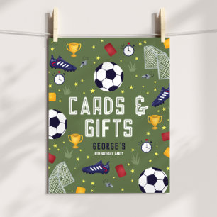 Tarjeta y regalos chicos fútbol cumpleaños señal