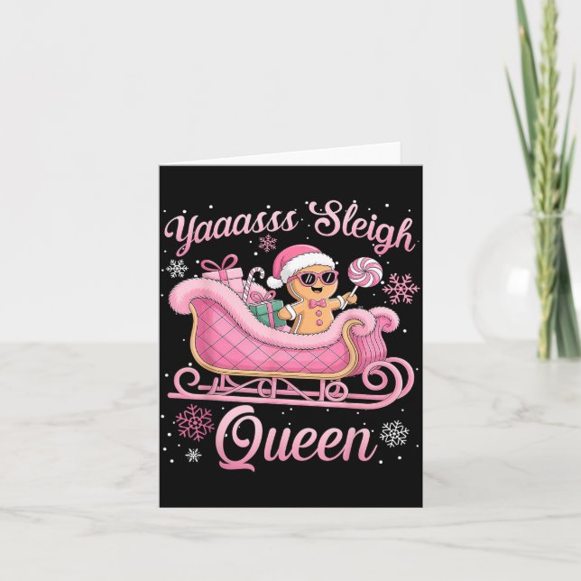 Tarjeta Yaas Sleigh Queen Sleigh Girl Matching Christmas  (Anverso)