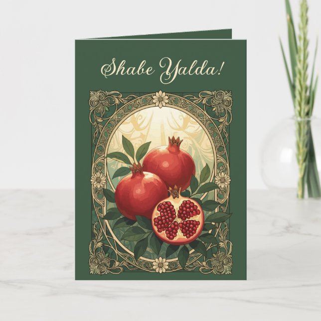 Tarjeta Yalda Pomegranates Persian Winter Solstice Eve (Anverso)