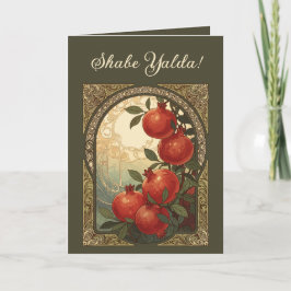 Tarjeta Yalda Pomegranates Winter Solstice Symbolism