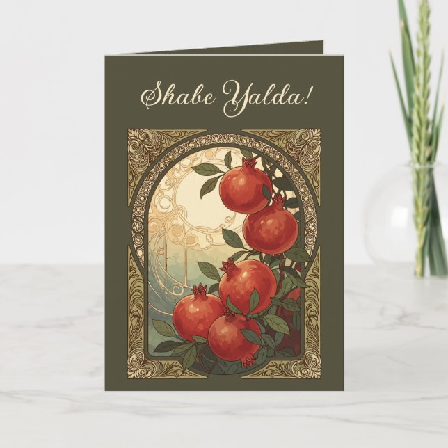 Tarjeta Yalda Pomegranates Winter Solstice Symbolism (Anverso)