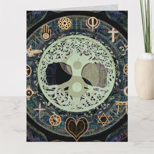 Tarjeta Yang Yang con símbolos religiosos (Anverso)