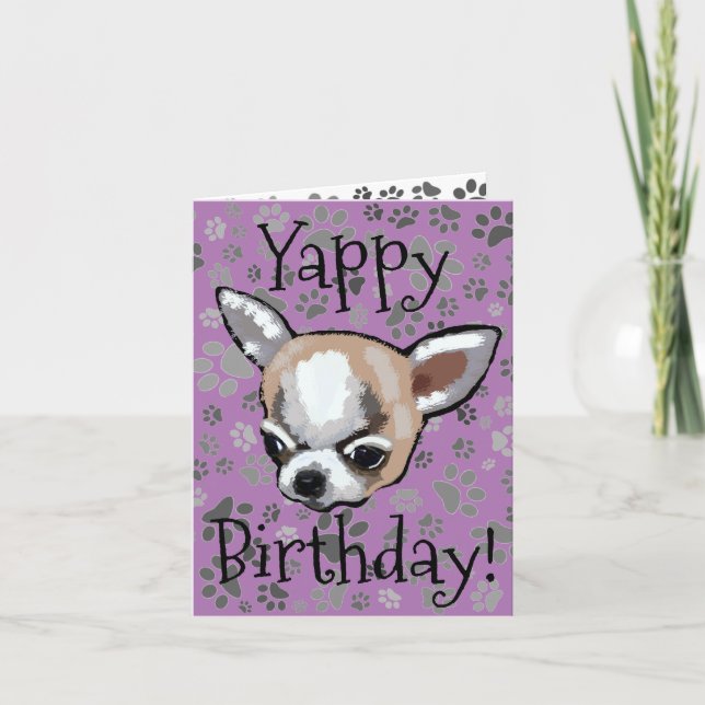 Tarjeta Yappy Birthday Chihuahua (Anverso)