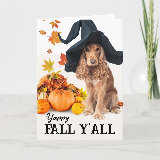 Tarjeta Yappy Fall Y’all Halloween Cocker Spaniel (Anverso)