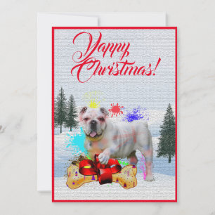 Tarjeta Yappy Xmas de Bulldog británico divertido
