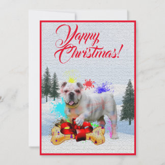Tarjeta Yappy Xmas de Bulldog británico divertido 