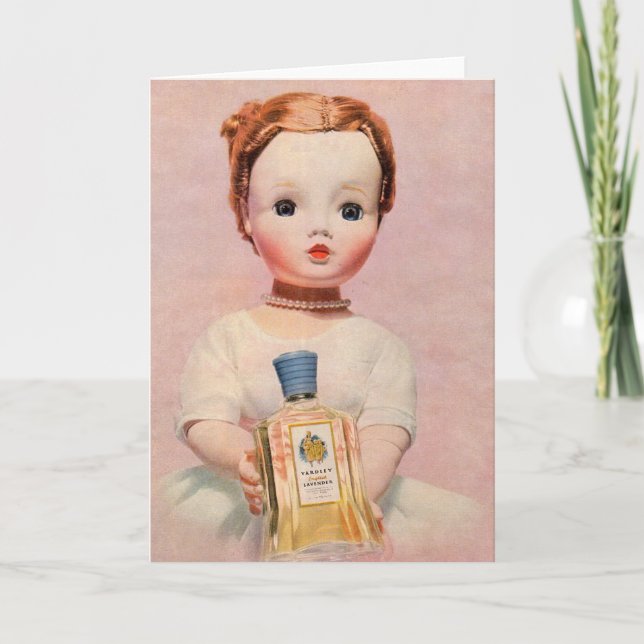 Tarjeta Yardley y Madame Alexander doll en los años 50 (Anverso)