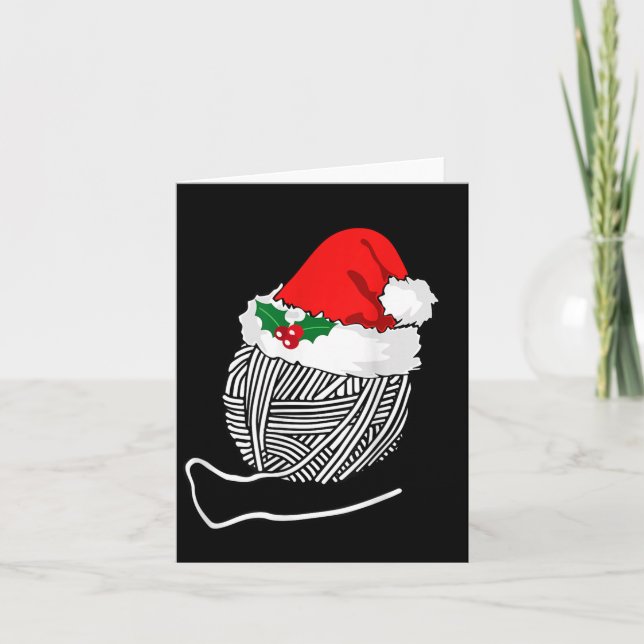 Tarjeta Yarn Ball Santa Knitting T Shirt Christmas Women's (Anverso)