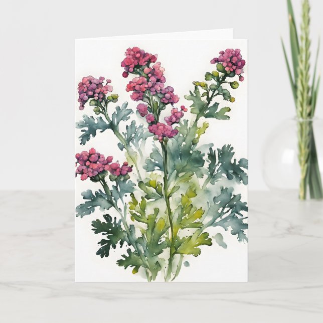 Tarjeta Yarrow - Watercolor flowers (Anverso)