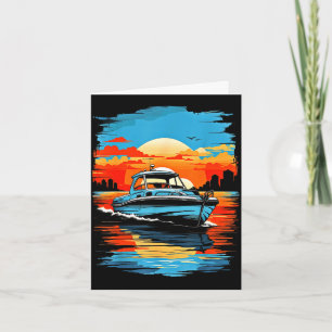 Tarjeta yate de barco a motor crucero verano en barco 