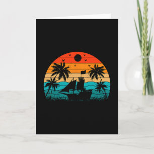 Tarjeta Yate Divertido Yachting Retro Viaje Familiar Capit