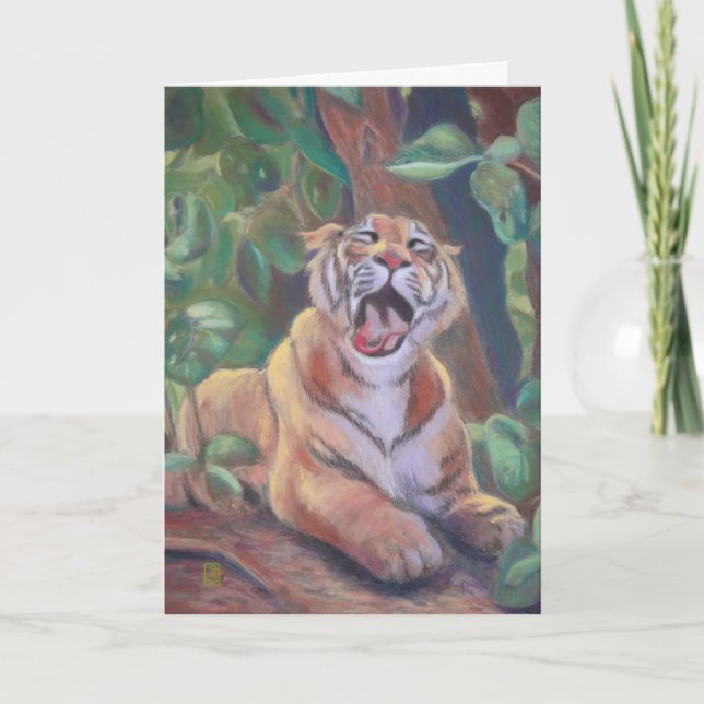 Tarjeta Yawning Tiger Happy Birday (Anverso)